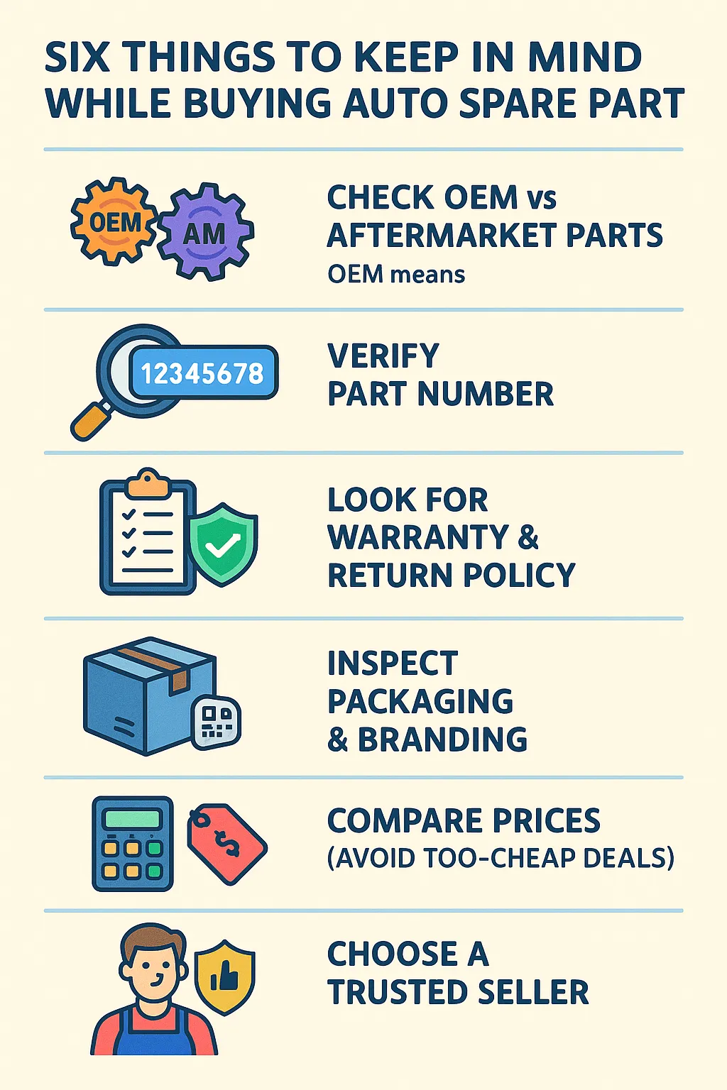 Six Things to Keep in Mind While Buying Auto Spare Parts (A Buyer’s ...