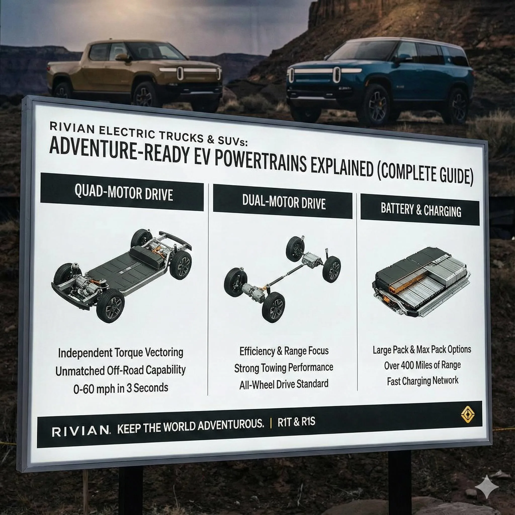 Rivian Electric Trucks & SUVs: Adventure-Ready EV Powertrains Explained (Complete Guide)